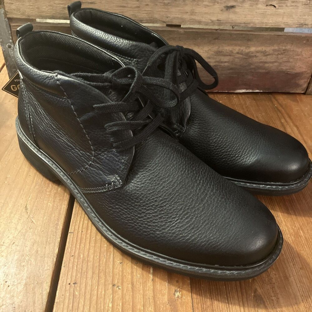 ECCO Jamestown Lace Up Mid Ankle Chukka Boots Leather Black Sz 45 Gore-Tex